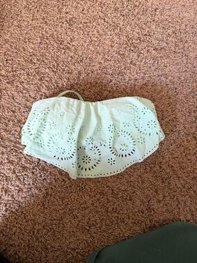 Xhilaration Mint Green Eyelet Bandeau Swim Top
